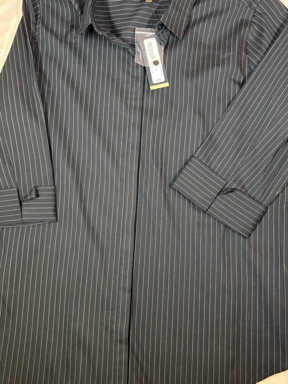 Worthington Black Pinstripe Button-Down Shirt